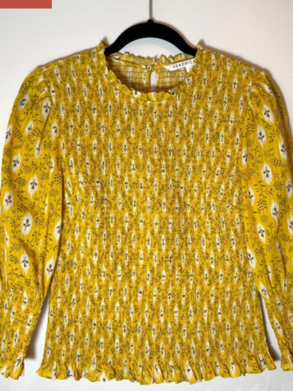 Veronica Beard Kali Cotton Silk 6 Sun Multi Smocked Top